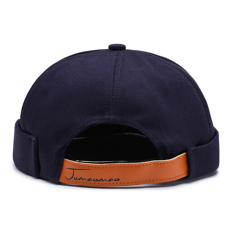 Skullcap bremless lue unisex skullcap sailor cap cuff vintage beanie lue solid bokstav broderi bomull kort beanie stropp cap