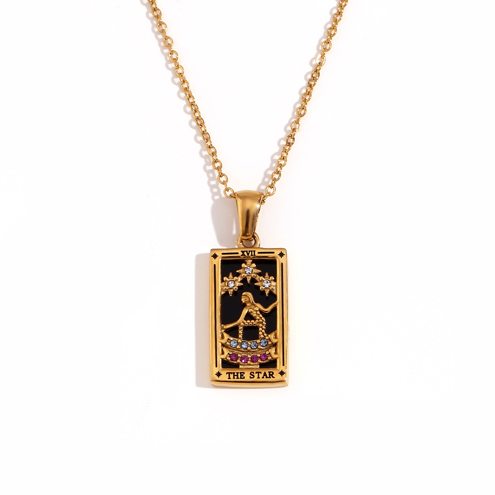 MamacitaSlay en Populry colgante Rectangular amantes de la emperatriz mago Tarot collar de acero inoxidable impermeable para mujeres: Azul de zinc