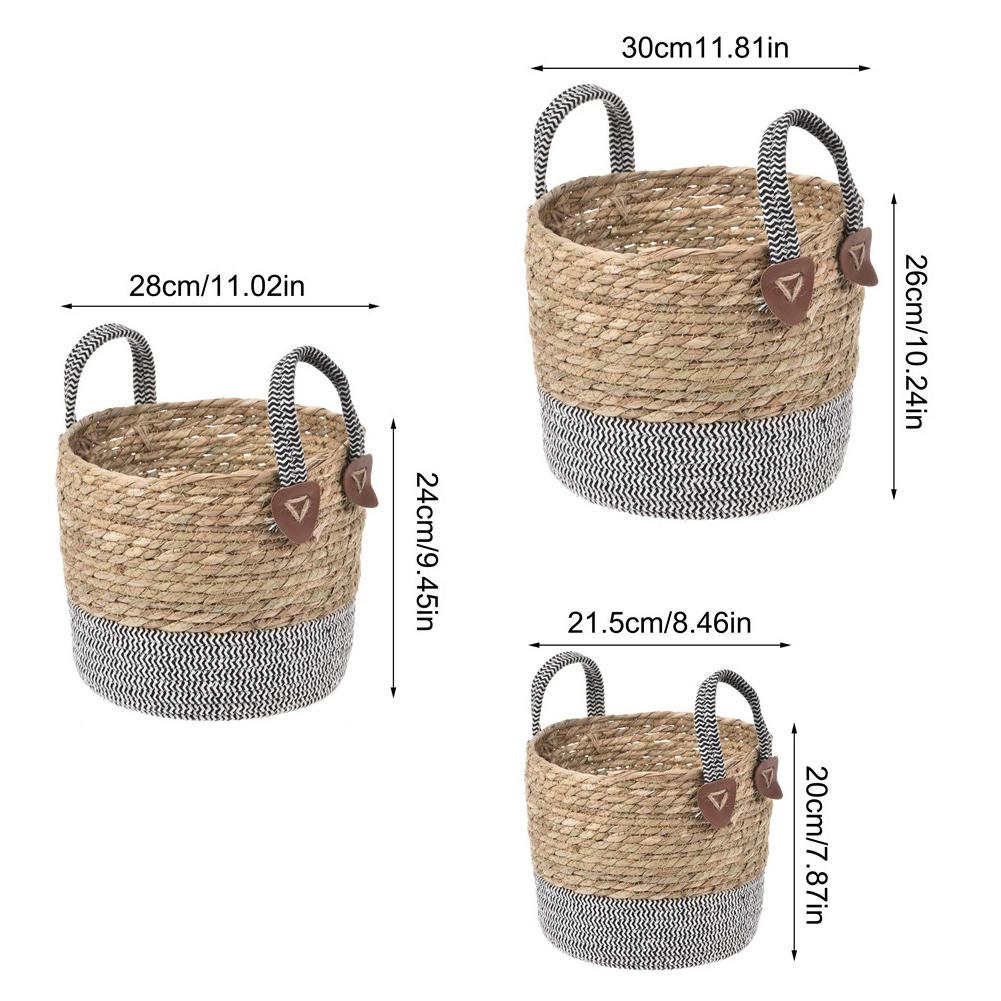 Foldable Storage Basket Natural Seagrass Rattan Straw Wicker Folding Flower Pot Baskets Garden Planter Laundry Supplier