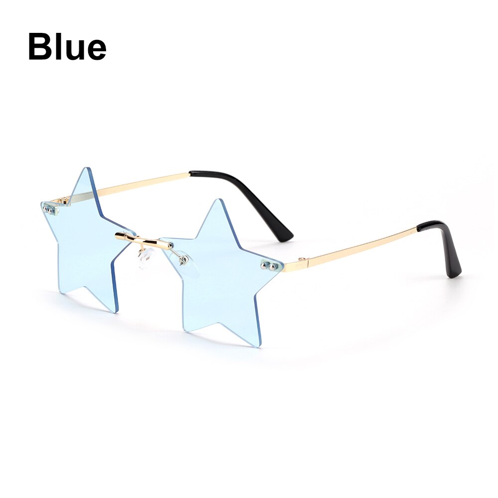 Gafas de sol clásicas con forma de estrella para hombre y mujer, lentes de sol sin montura, transparentes, a la , color océano: blue