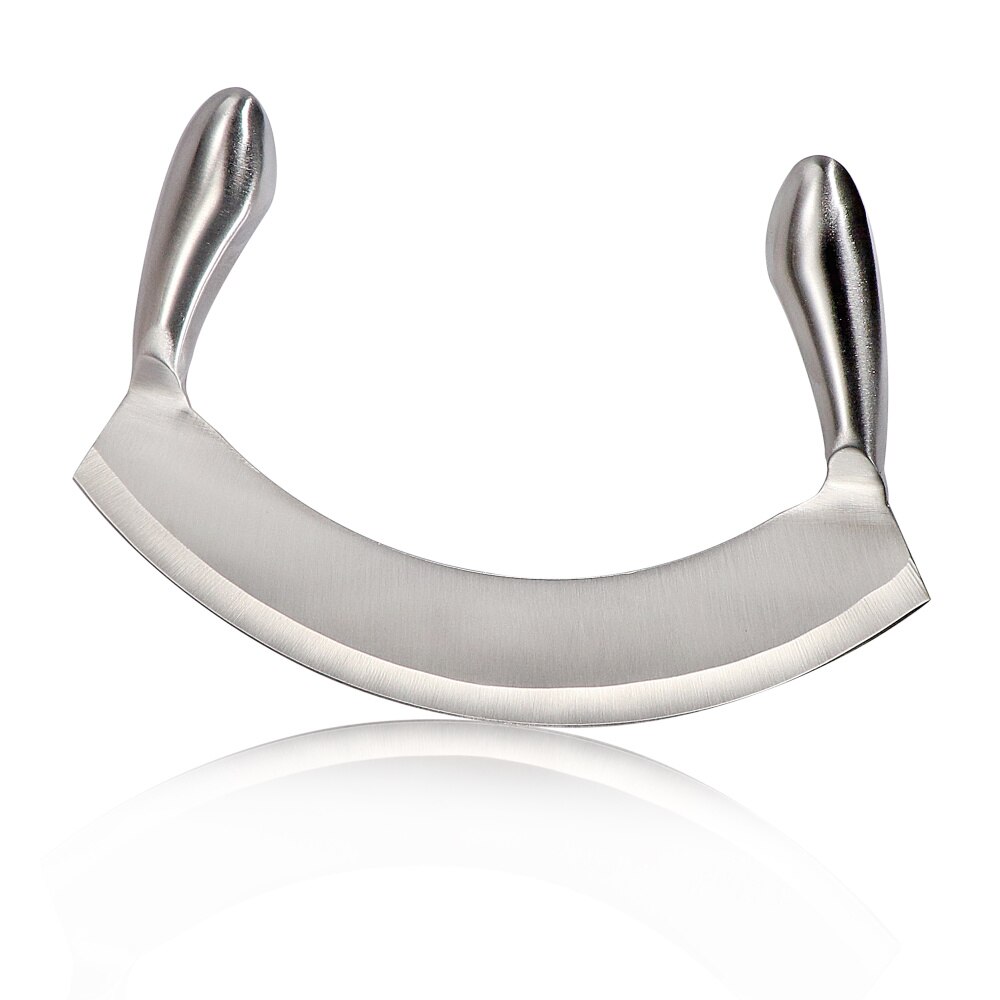 8.5 Inch Stainless Steel Mezzaluna Knife Herb Chopper Pizza Cutter Fruit Vegetable Salad Slicer Dicer Herb Mincer Kitchen Knife