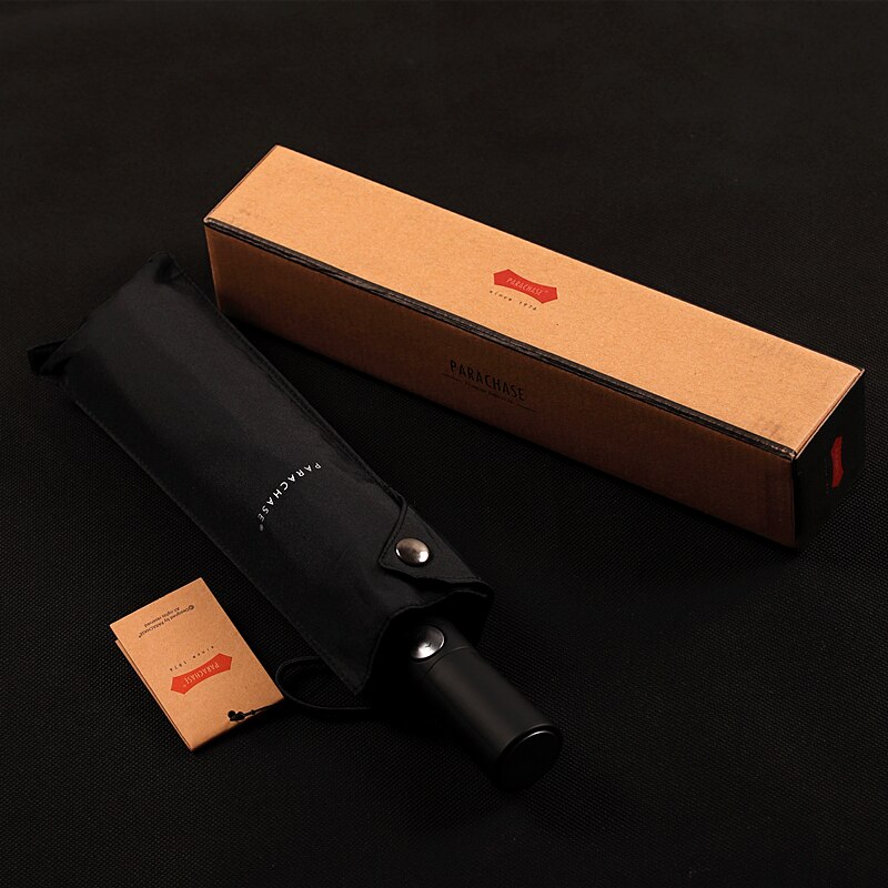 Paracaise-paraguas plegable para hombre, tela Pongee resistente a la lluvia, 102cm, banda Color puro, 3 de negocios