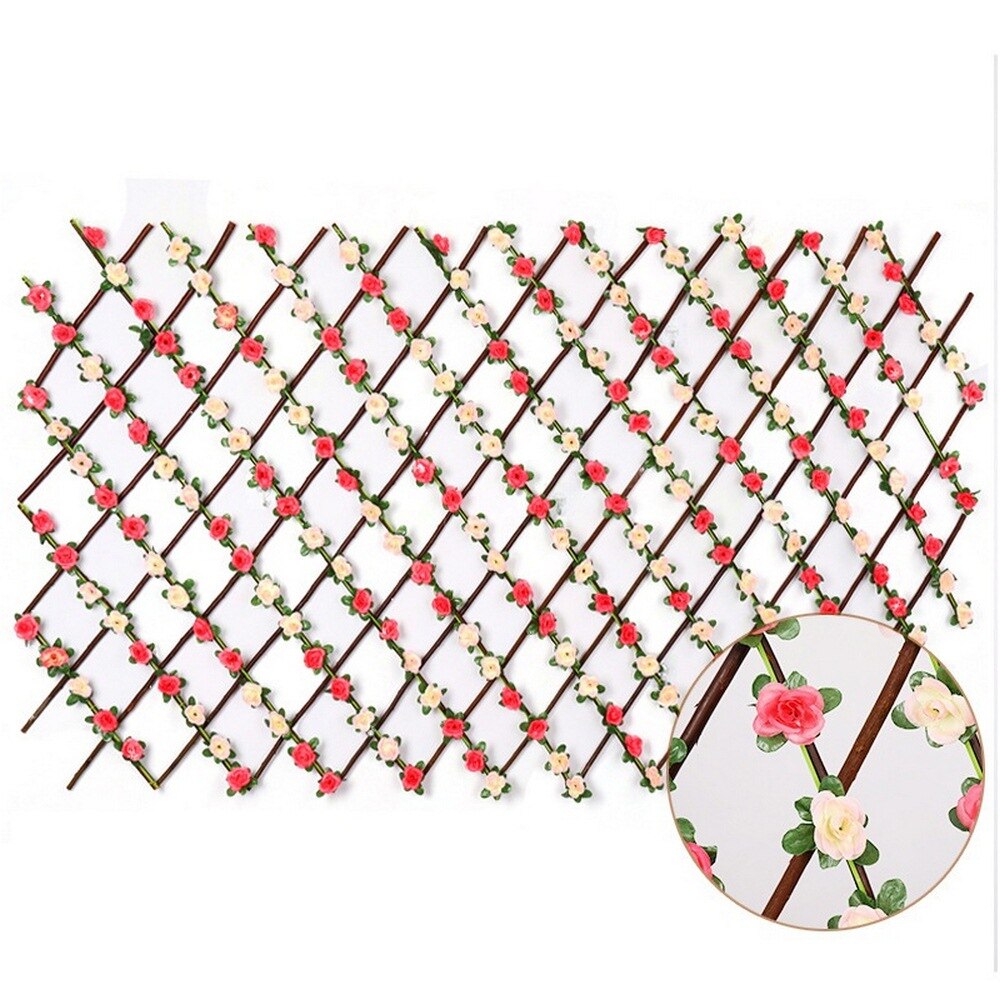 40 x 20cm simulation hegn teleskopisk kunstigt gitter hegn rosen solsikke drivhus have gård balkon boligindretning