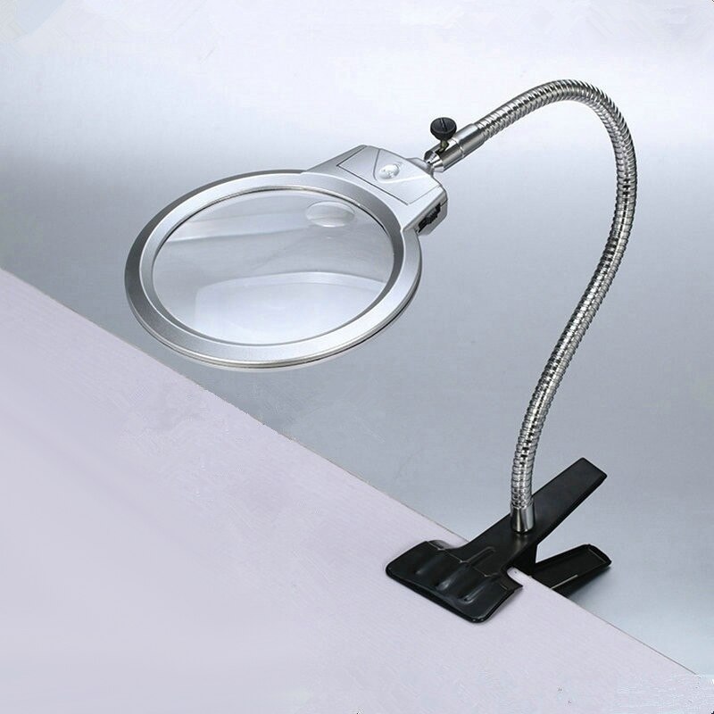 Lighted LED Lamp Book Stands Magnifier Clip Table Top Desk Reading 2.25X 5X Magnifying DQ