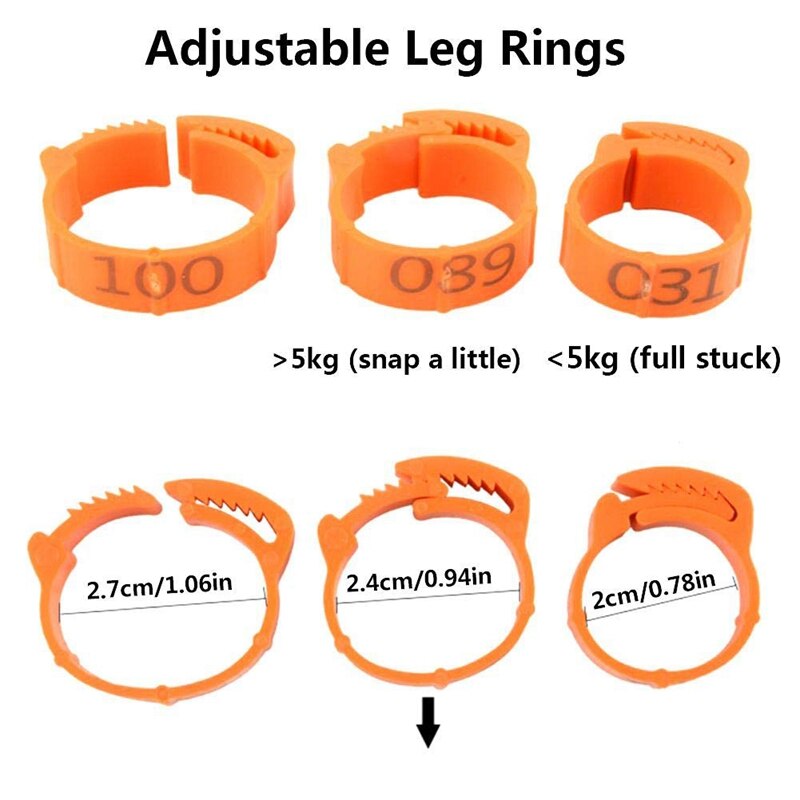 CMYYNNA 100 PCS Chicken Identification Band 5Color Chicken Leg Rings 16mm Poultry Foot Rings Leg Bands Clip-on Rings for Poultry Identification