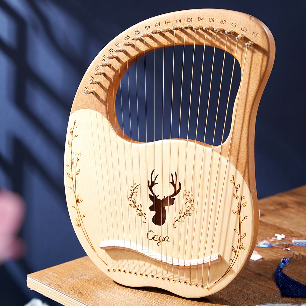 ARPA de Lira de 16 cuerdas, instrumento Musical de madera de caoba, Musicales con llave de afinación, Plectrum, Manual en inglés