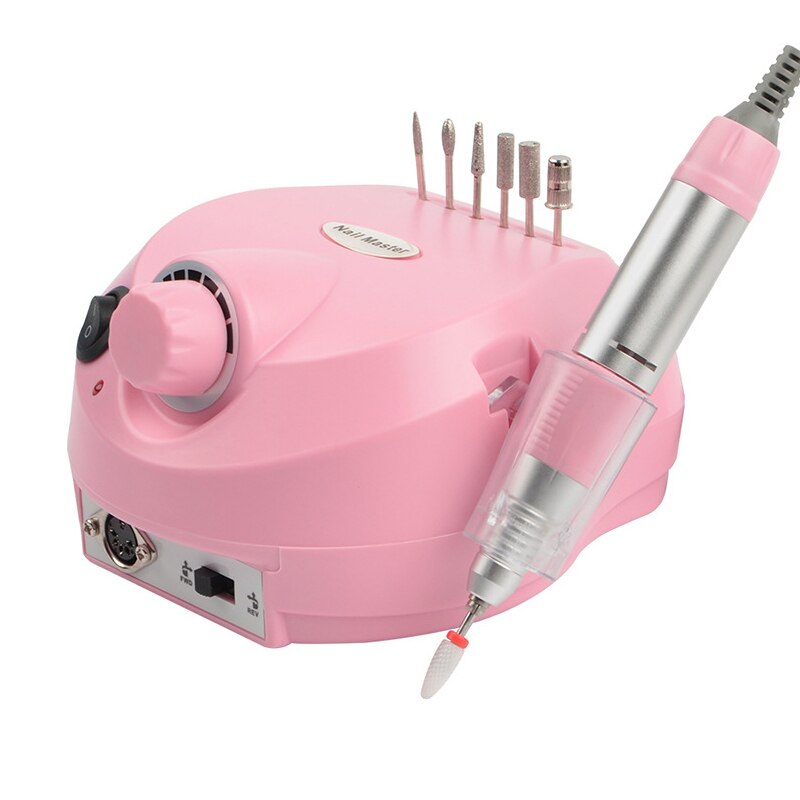 Máquina pulidora eléctrica para uñas, Kit de manicura con brocas de 35000RPM, 110V/220V, taladro acrílico para pedicura: Rosa / UK