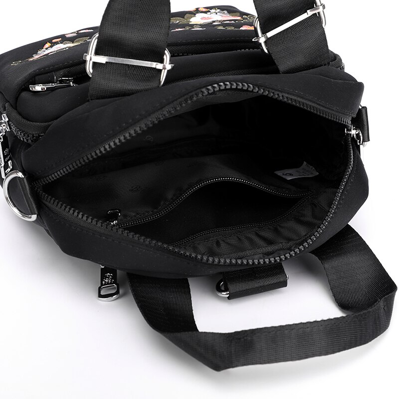 Marca multifuncional bolsas femininas bordados flores tote bolsa de ombro das senhoras mão crossbody sacos náilon bolsa