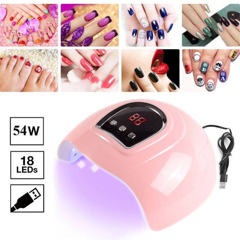 54W UV gran lámpara del espacio secador de uñas Led luz para manicura la terapia de arte de uñas de manicura lámpara