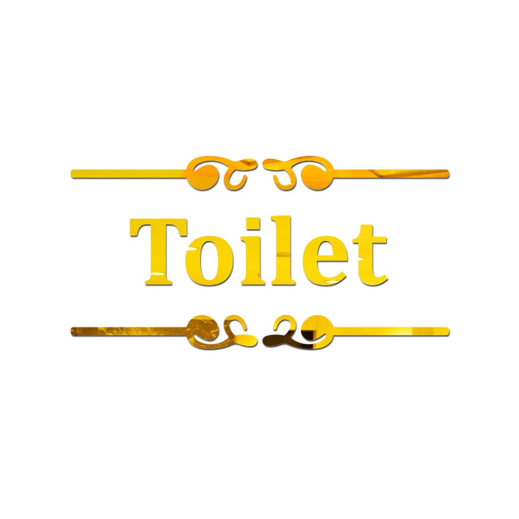 Acrylic 3D Wall Stickers Diy Personality 3D Wall Stickers Toilet Bathroom Tips Stickers: Gold Toilet 