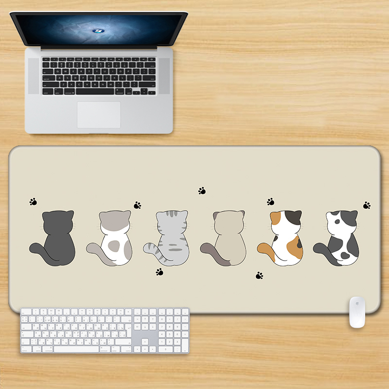 Süßes Mauspad, Kunst, Kawaii-Katze, Computer, XXL, Tastaturmatten, großes Spielen-Mauspad, Schreibtischunterlage, PC, Gamer, Büro, Zuhause, Tisch, Mauspad: 40X30 CM / Schwarz