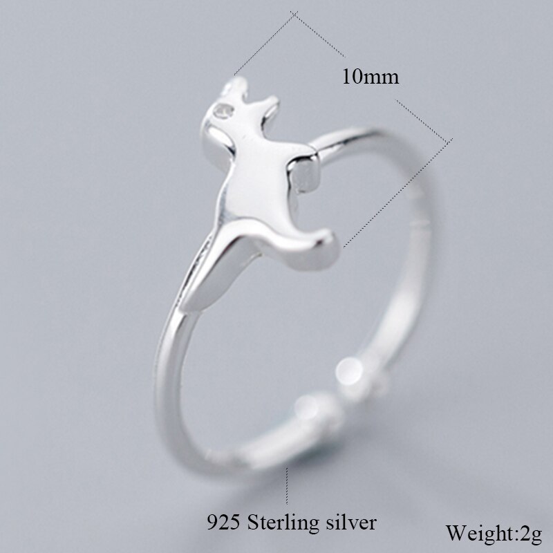 100% 925 solide réel argent Sterling femmes dame bijoux dinosaure anneau ouverture taille 5 6 7 amour filles dame