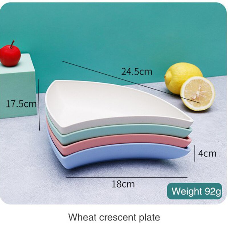 KATA-Juego de platos de paja de trigo para el hogar, vajilla creativa con bandeja para ensalada de frutas, juego de cubiertos, mesa en forma de abanico