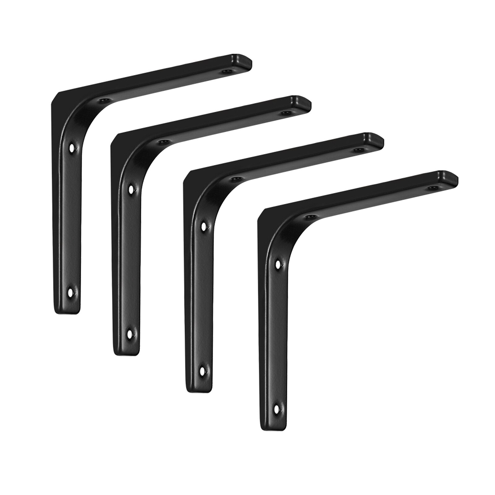 4pcs DIY Durable Steel L Shaped Heavy Duty Support Hardware Shelf Bracket Furniture Right Angle Corner Brace Wall Mount: Black 150x125mm