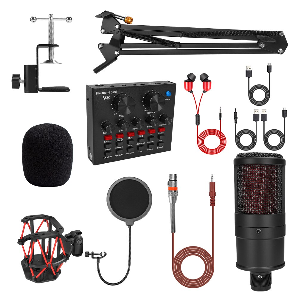 V500 Condenser Microphone For Smart Phone&amp;Laptop 3.5MM Directly Used With Strong Holder Recording Device Phone Microphone