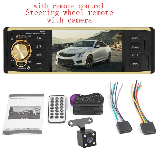 4019B In Dash Car Stereo 4.1 inch Bluetooth AUX USB Radio Digital Media Receiver with Preset Aux Audio Input Reset Key: 02