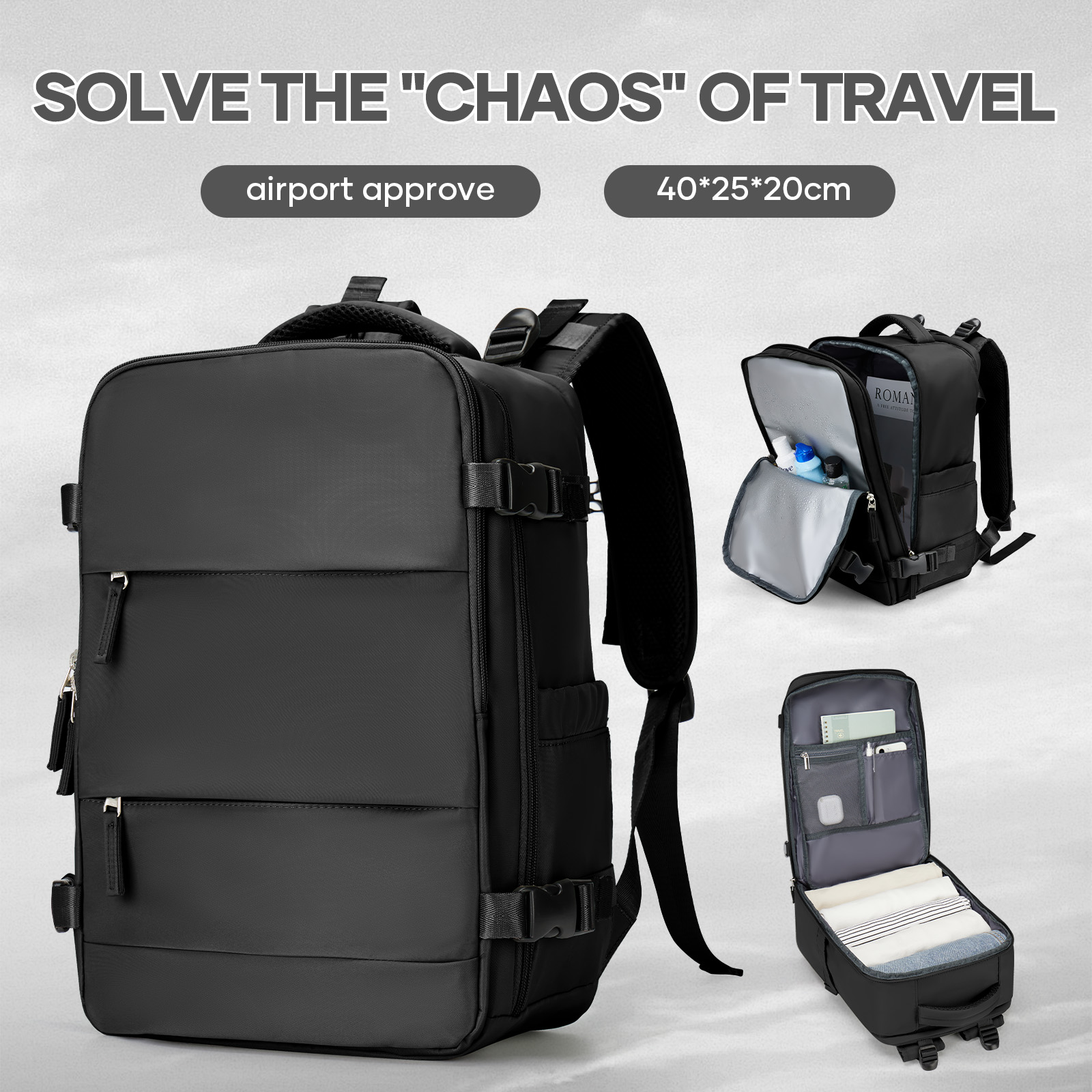 Men Portable Laptop Hand Luggage Backpack Waterproof Carry on Backpack Travel Cabin Airplane 40x20x25 Women Anti-Theft Backpack: SKY BLUE