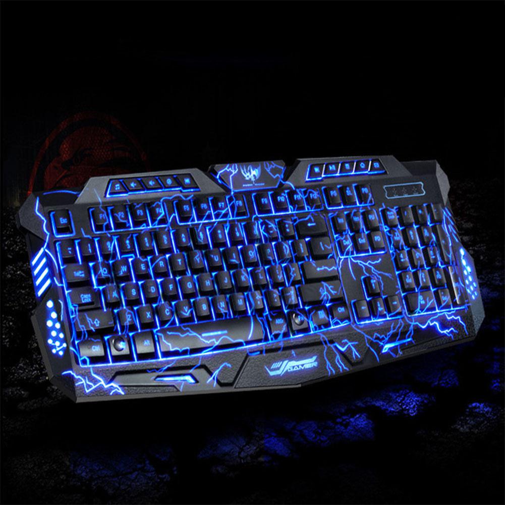 BEESCLOVER M200 Tri-Color Backlit Computer Gaming Keyboard Teclado USB Powered Full N-Key Game Keyboard for Desktop Laptop