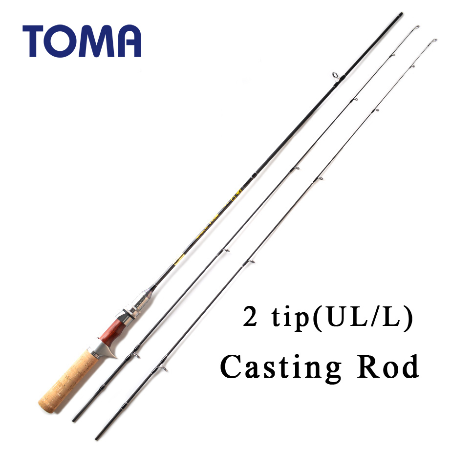 TOMA Fishing Rod Carbon Spinning Rod Casting Red wood 1.8m Power UL L 2 Sections Ultralight Lure Fishing Rod Tackle