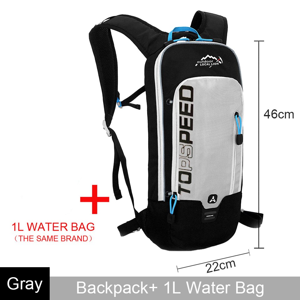 LOCAL LION 6L/5L Cycling Bag Men's Women Riding Waterproof Breathable Bicycle Backpack,Bicycle Water Bag,Bicycle helmet: B-Gray with 1L bag