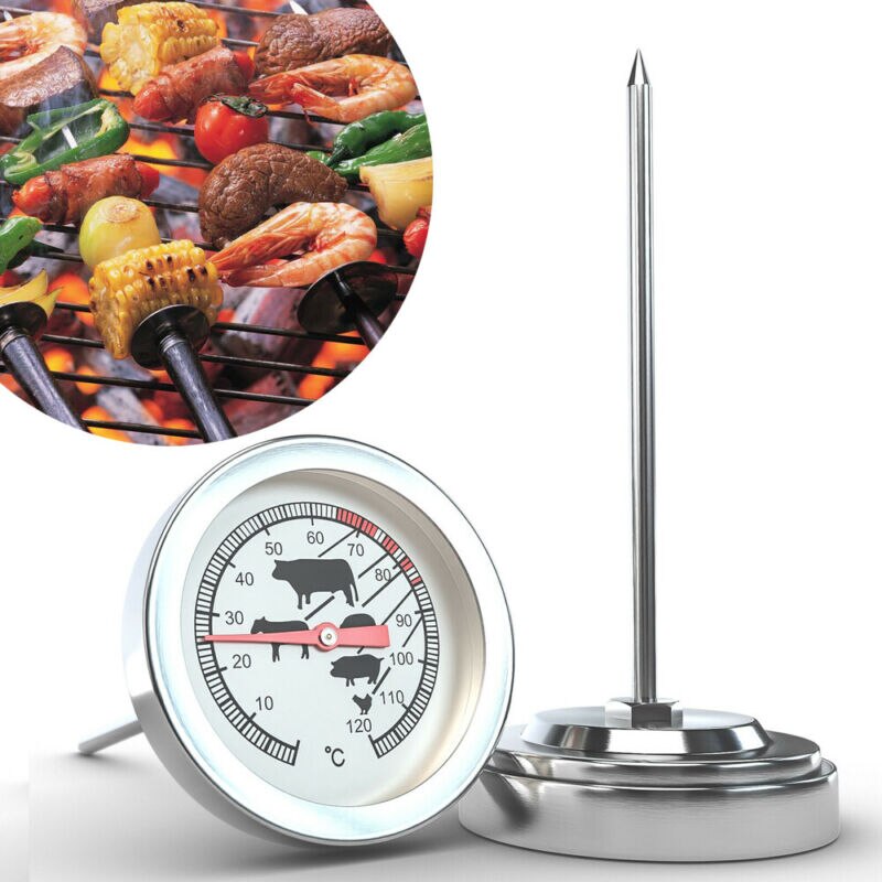 Stainless Steel Instant Read Probe Thermometer BBQ Food Cooking Meat Milk Gauge