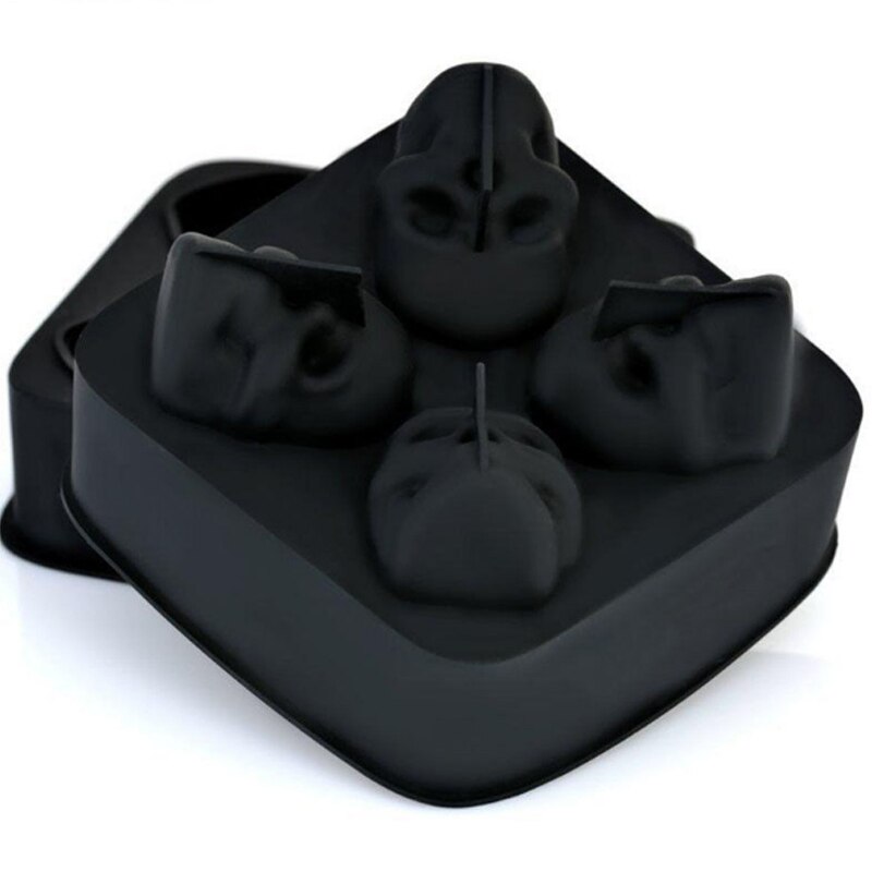 4-Cavity Whisky Ijs Rooster Wijn Ijs Tool Tray Mold 3D Skull Silicone Mold Maker Huishoudelijke Gebruik Keuken Steen islande Chiller
