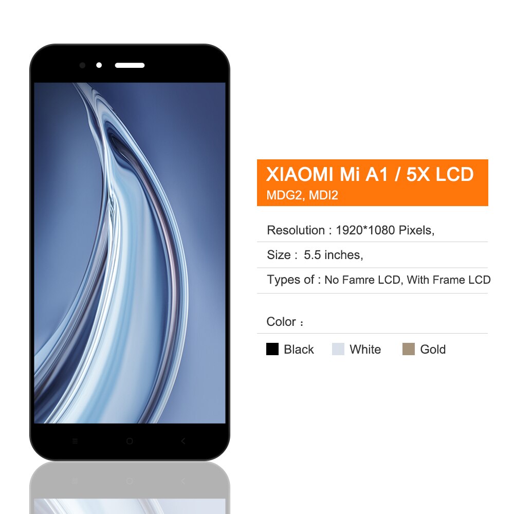 5.5'' MiA1 Lcd display For Xiaomi MiA1 Mi A1 LCD Display With Touch Screen Digitizer Screen Glass Panel For Xiaomi Mi A1 Mi5X