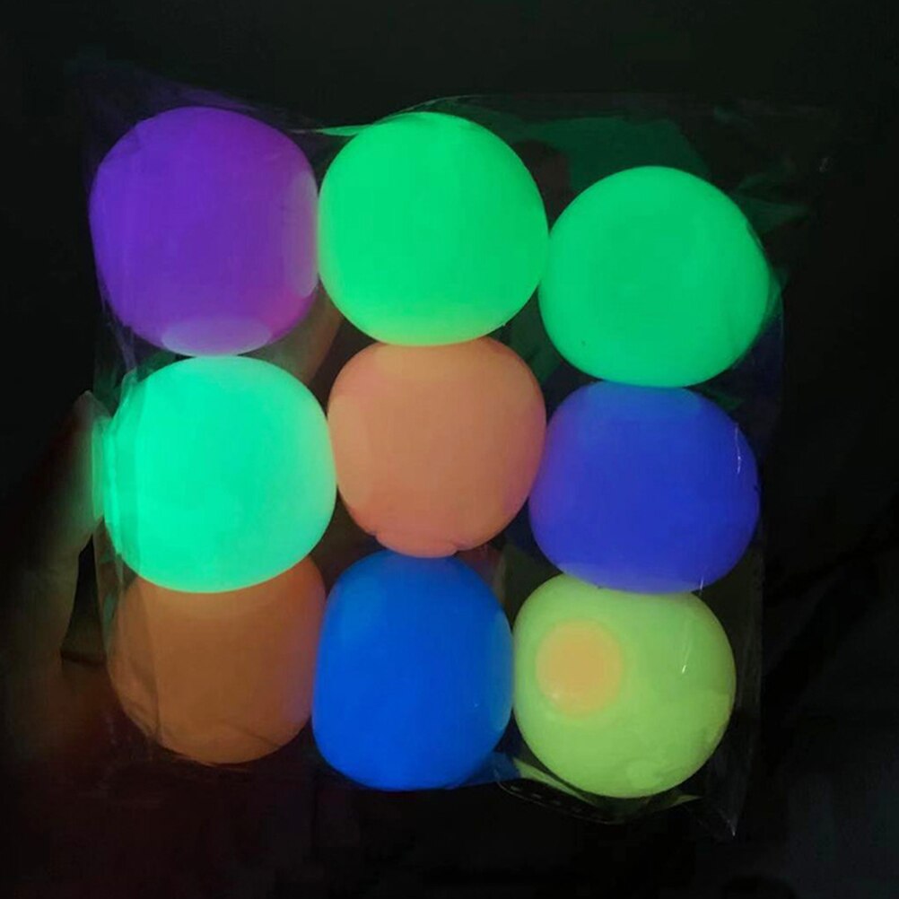 5Pcs Glow Balls Wall Sticky Stress Relief Toys (Random Color)
