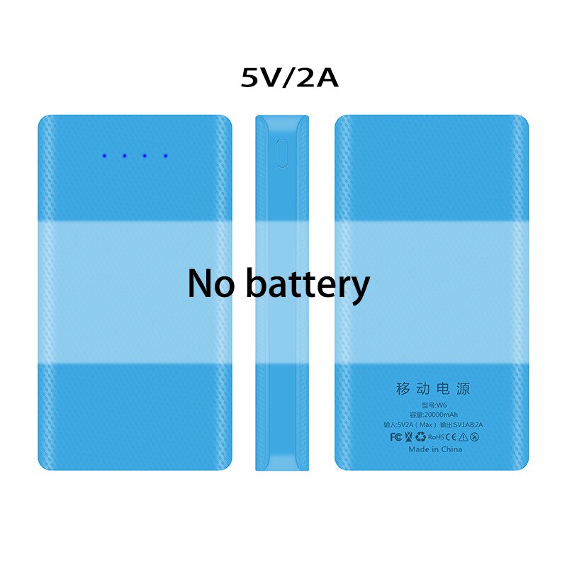 Carcasa de batería portátil de 20000mAh, 5V, 1A y 5V/2A, pantalla Digital, carcasa de Banco de energía, entrada Micro tipo c, USB Dual, 6x18650, sin caja: blue no battery 2A