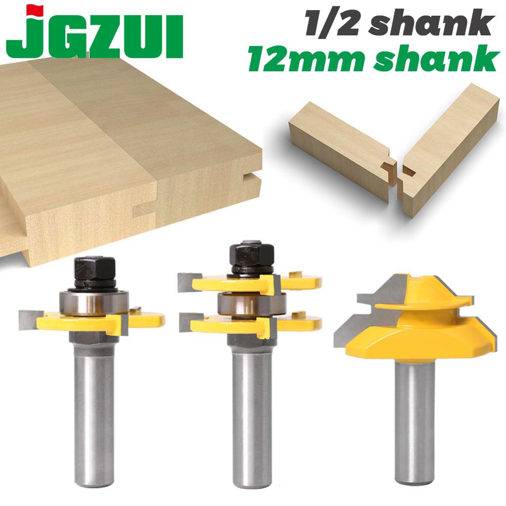 Tongue and Groove Router Bit Tool Set ½'' Shank With 45° Lock Miter Bit ½'' 12mm Shank - Solid Steel, Anti Kickback