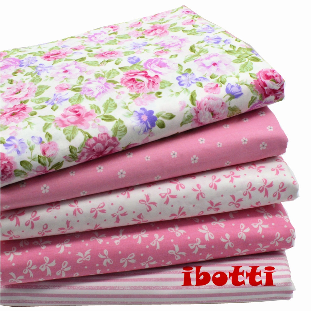 5 pcs/Lot 40*50cm Pink Floral Series 100% cotton fabric patchwork fabric Bundle tilda fabric for sewing Diy cloth