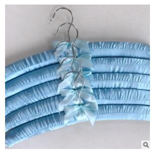 Satin Padded Hanger Silk Wrapped Clothes Hanger Clothes Hanging Silver Hook Sponge Hangers Clothes Shop Display Hangers: 11 light blue