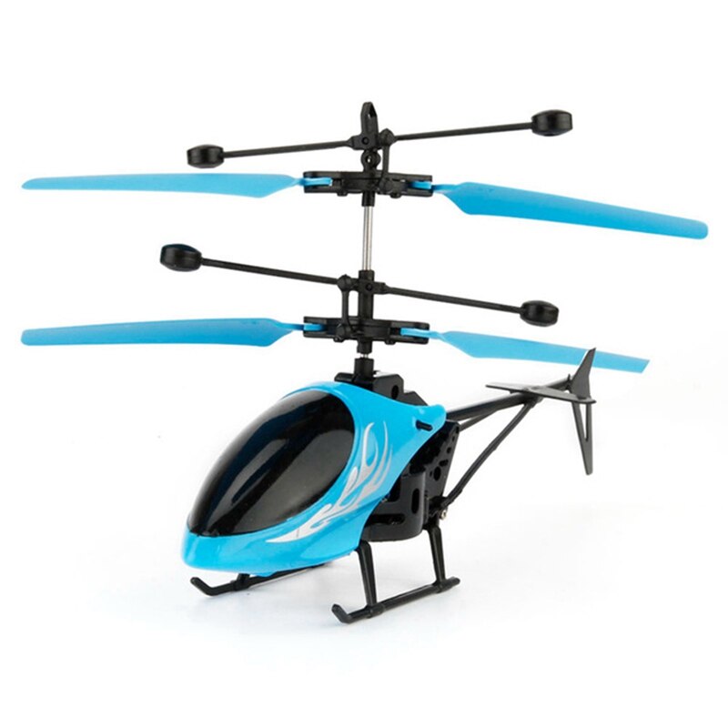 Flying Mini RC Induction Aircraft Flashing Light Toys RC Airplanes Intelligent Hand Induction Remote Control Airplane Toy Blue