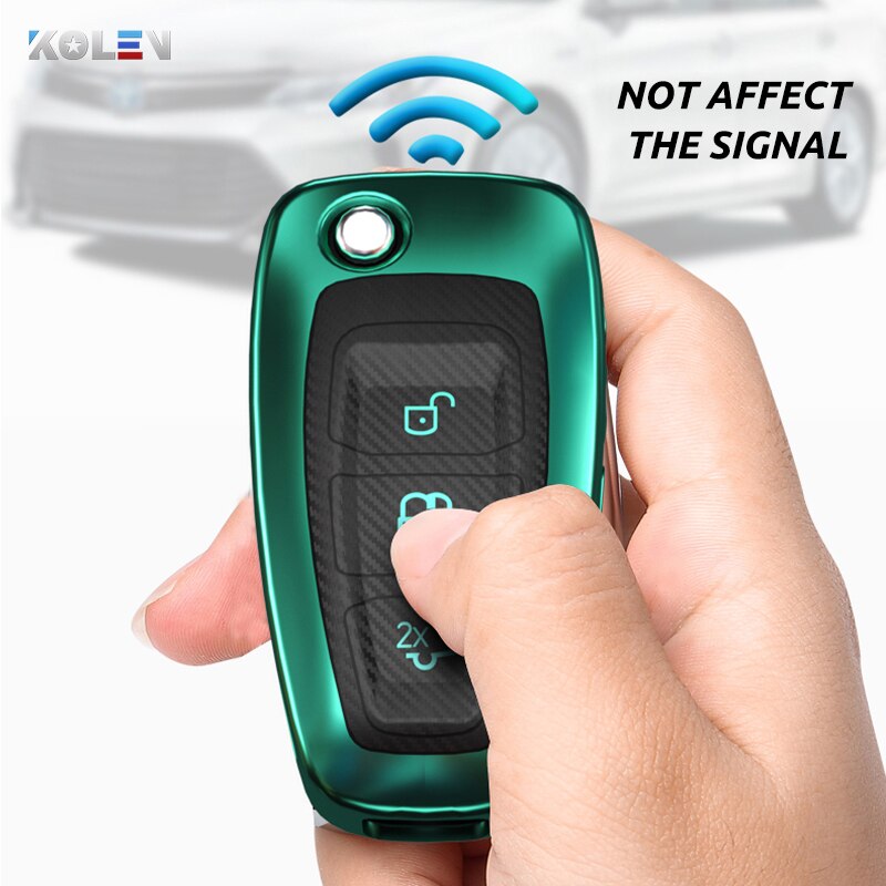 TPU Carbon Fiber Car Key Case Cover Fob For Ford Focus 2 3 MK3 Ranger C-Max S-Max Mondeo Fuga Galaxy Transit Tourneo Custom