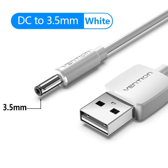 Drag Usb Naar Dc 3.5Mm Power Kabel Usb A Male Naar 3.5 Jack Adapter 5V Supply Charge Kabel connector Voor Usb Hub Mini Speaker Fan: WHITE