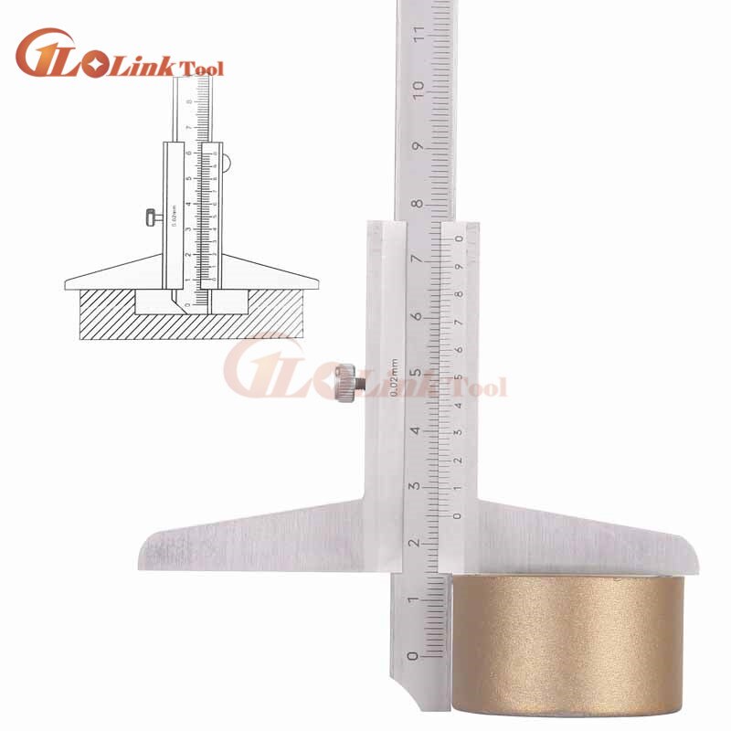 150mm 200mm 300mm Depth Vernier Caliper 0.02mm 0-150mm 0-200mm 0-300mm Depth Gauge Depth Measuring Tool
