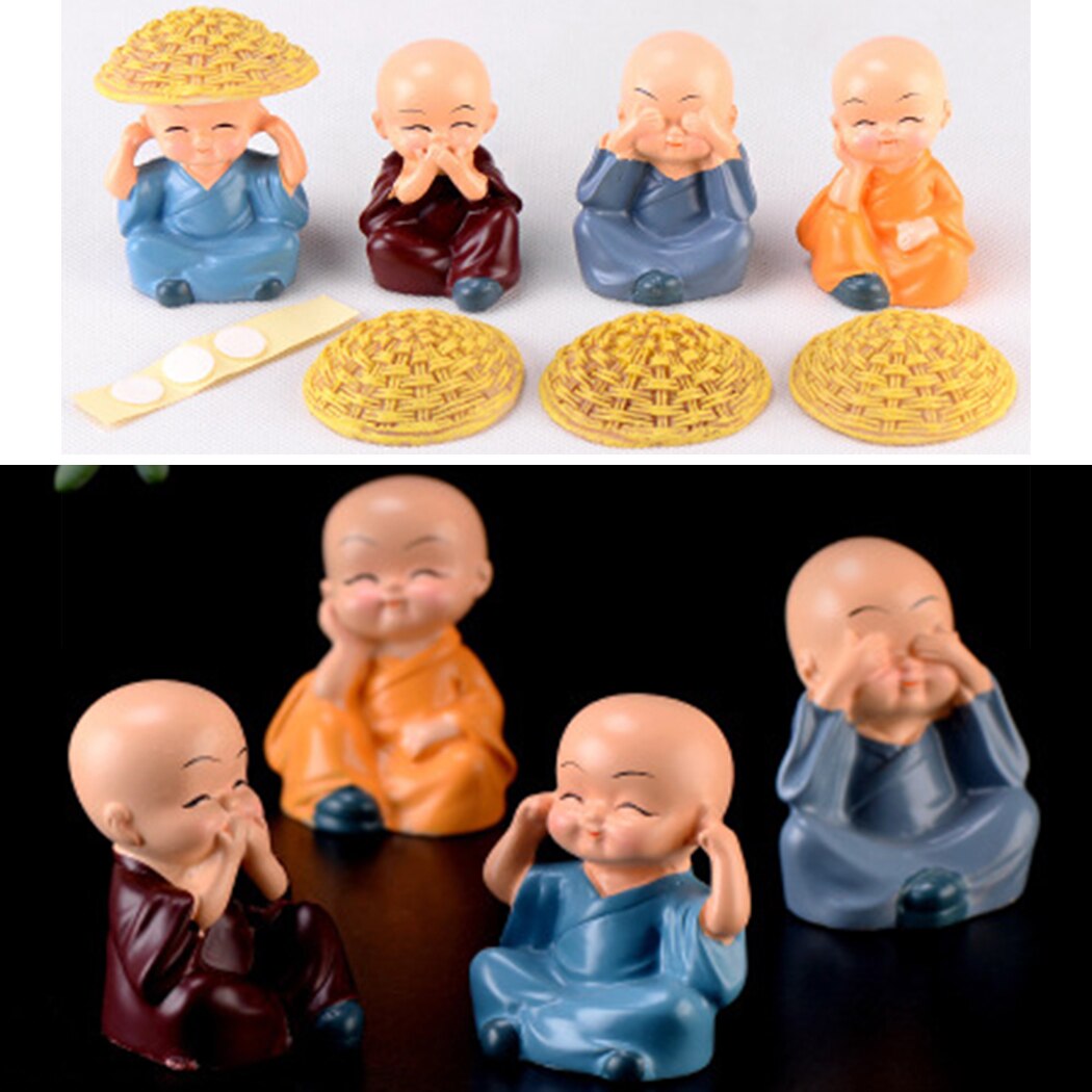 Buddha lille munk til kontorharpiks bilindretning havepynt til børn