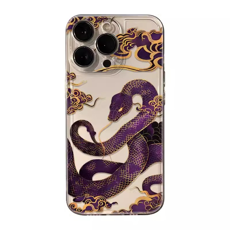 Purple Snake Phone Cases For iPhone 16 15 14 13 12 11 Pro Max XR 8 7 Plus 13 12 Mini Soft Transparent Cover