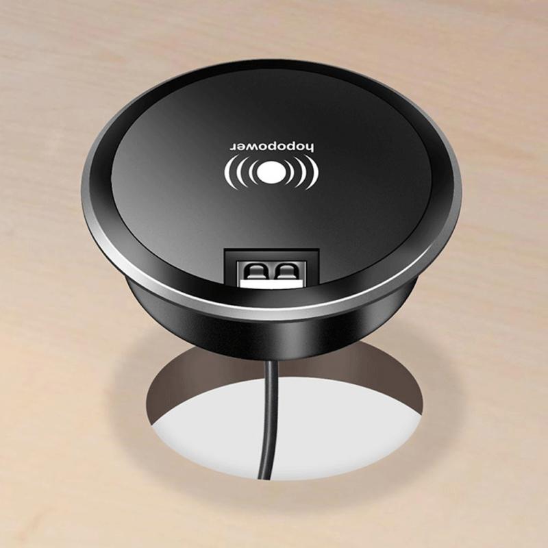 Meubles de bureau rapide téléphones mobiles maison USB Table intégrée ronde gain de place monté chargeur sans fil bureau en plastique