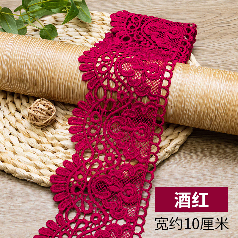 3 meter bloemen geborduurd kant lint DIY kleding naaien stof 10 cm handgemaakte ambachten materiaal uitgehold wateroplosbare tape: Goud