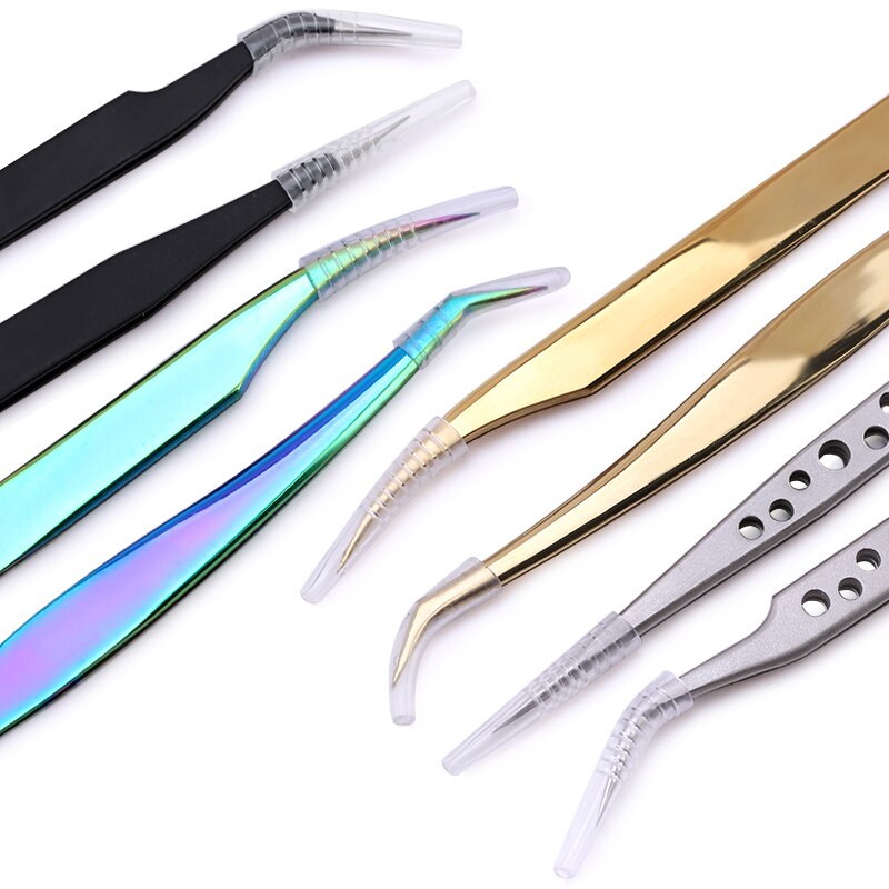 Nail Art Rhinestones Tweezers Stainless Steel Curved Straight Tweezer Nipper Picking Sequins Beads Stickers Nail Art Tool