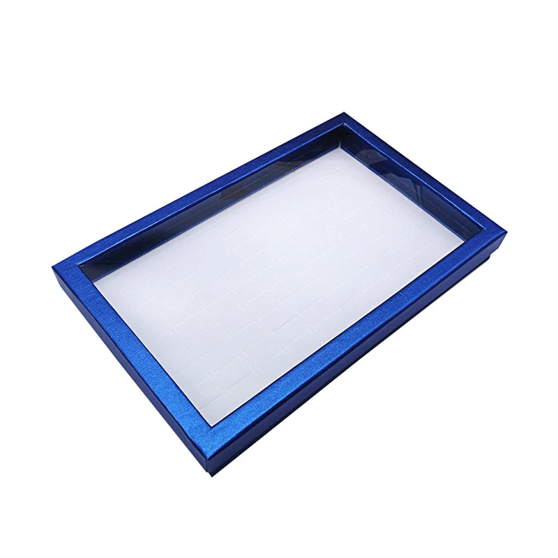 12 -100Slot Velvet Sponge Ring Display Box Cardboard Jewelry Storage Case Holder Showcase Ring Cufflink Jewelry Tray: MULTI