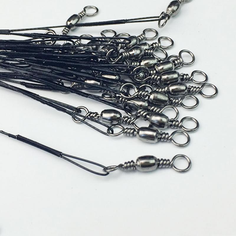 Ligne laisse leurre hameçon ligne Trace fil Leader pivotant Snap Spinner10pcs/lot pêche fil requin filature Expert 15cm 20cm 25 cm