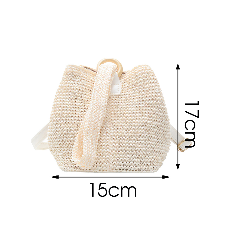 Small Straw Bucket Bags For Women Summer Crossbody Bags Lady Travel Purses and Handbags Female Shoulder Messenger Bag