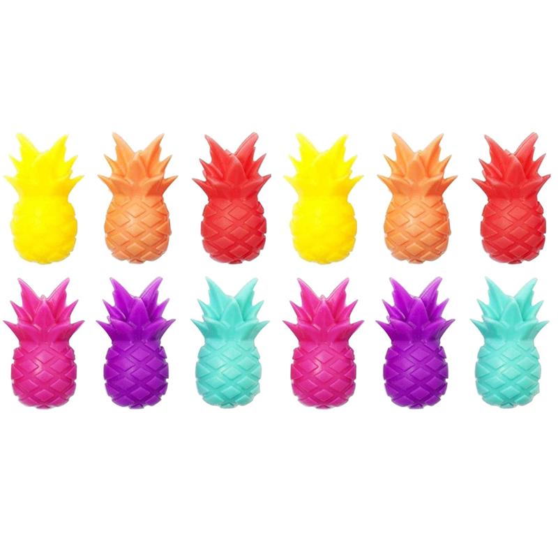 Rotulador de silicona para copa de vino tinto, marcadores creativos de piña para bebidas, dijes para copas de vidrio (Color aleatorio), 12 Uds.