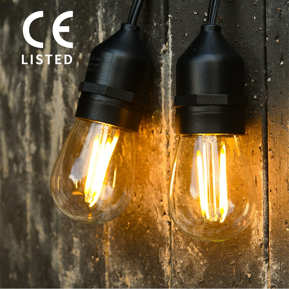 15m 15 Bulbs LED S14 String Lights Outdoor Decoration Light Bulb IP65 Waterproof Patio Lamp Garland