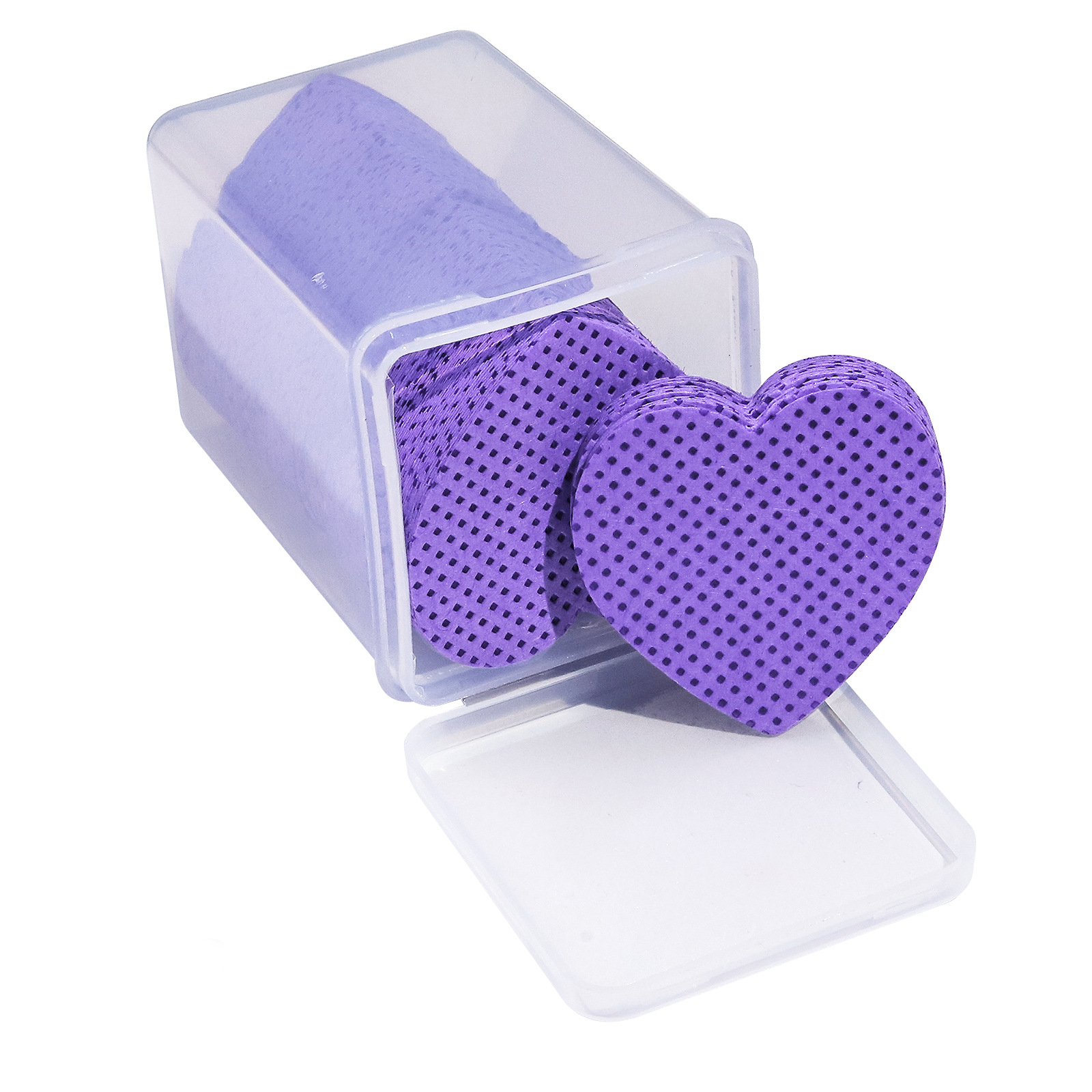 200 Uds. Toallitas para uñas sin pelusa, almohadilla de algodón para quitar esmalte de uñas, herramientas de limpieza de maquillaje de Gel UV con forma de corazón: Morado