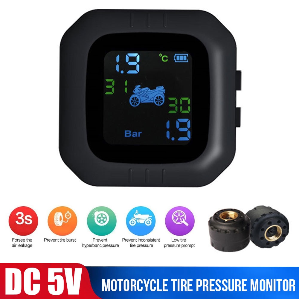 M3 TPMS LCD kablosuz lastik basıncı izleme sistemi izleme motosiklet ...