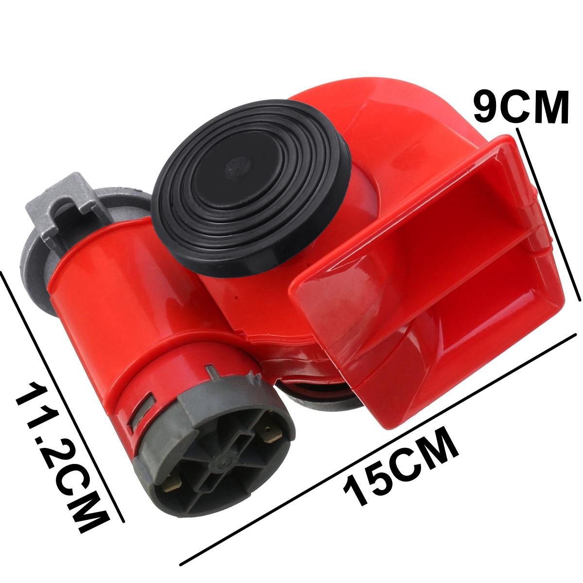 12v 250db auto dubbele toon compacte luchthoorns kit auto vrachtwagen vrachtwagen suv camper trein caravan boot dubbele toon super luid: Zwarte afschuining