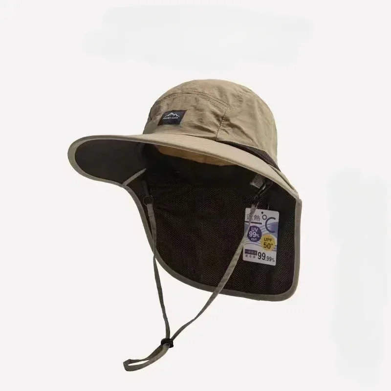 Zomerhoed met brede rand, petten met nekbescherming, unisex bucket hats, outdoor zonneklep, sneldrogende panamahoed, zonnebrandcrème, pet voor vissen en wandelen.